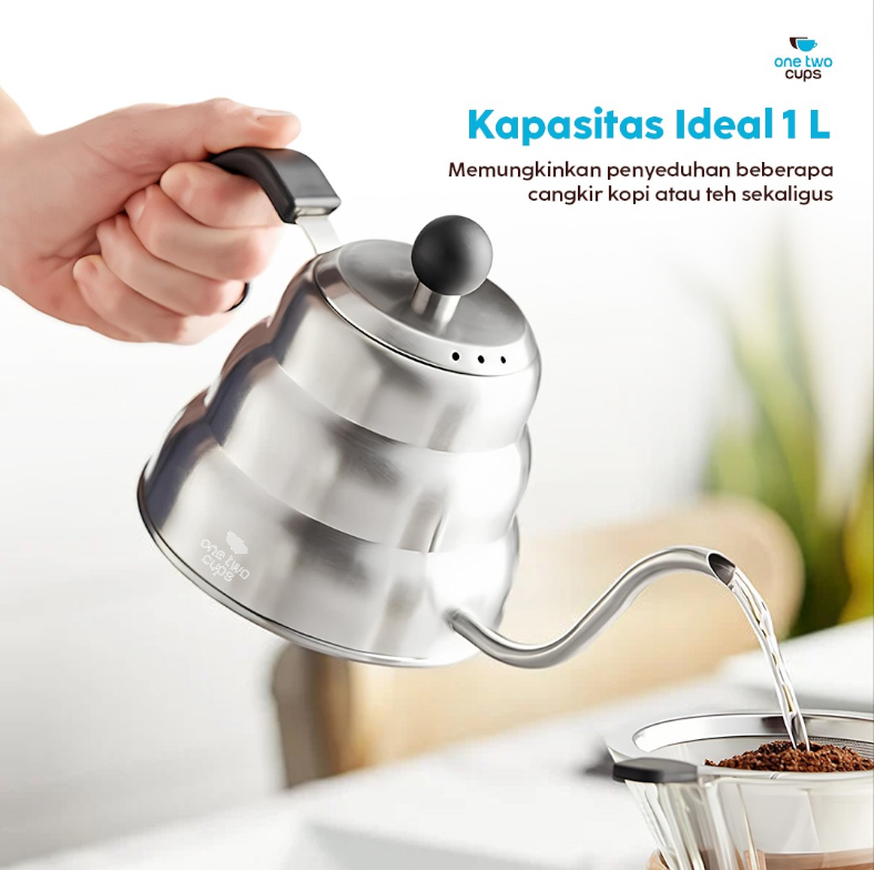 Gambar produk One Two Cups Teko Kopi Leher Angsa Gooseneck Pour Over Drip Kettle 1L - RF-10 - 6