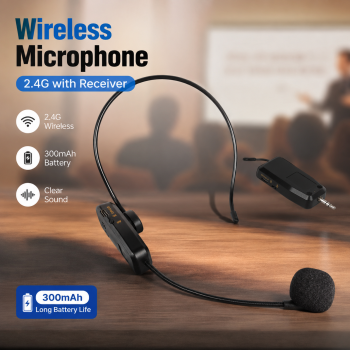 Erilles Wireless Microphone 2.4G Headset 300mAh with Receiver - E66