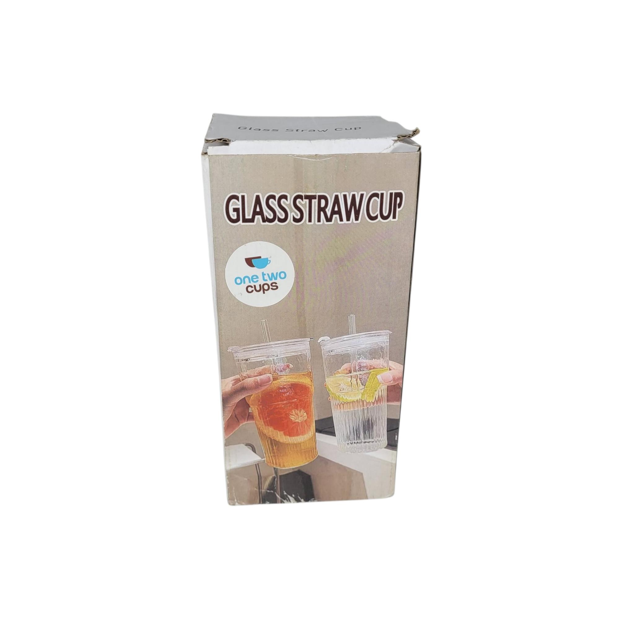 Gambar produk One Two Cups Gelas Kaca Aesthetic Kopi Dirty Latte with Lid 600ml - OP01 - Kemasan