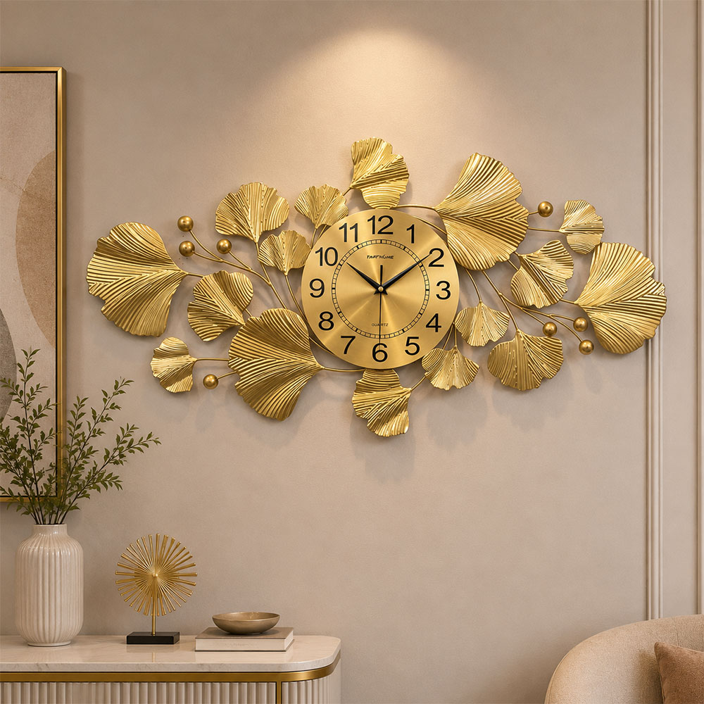 TaffHOME Jam Dinding Besi Iron Ginkgo Luxury Quartz Movement 78cm - 26003 Gambar produk TaffHOME Jam Dinding Besi Iron Ginkgo Luxury Quartz Movement 78cm - 26003 - 5