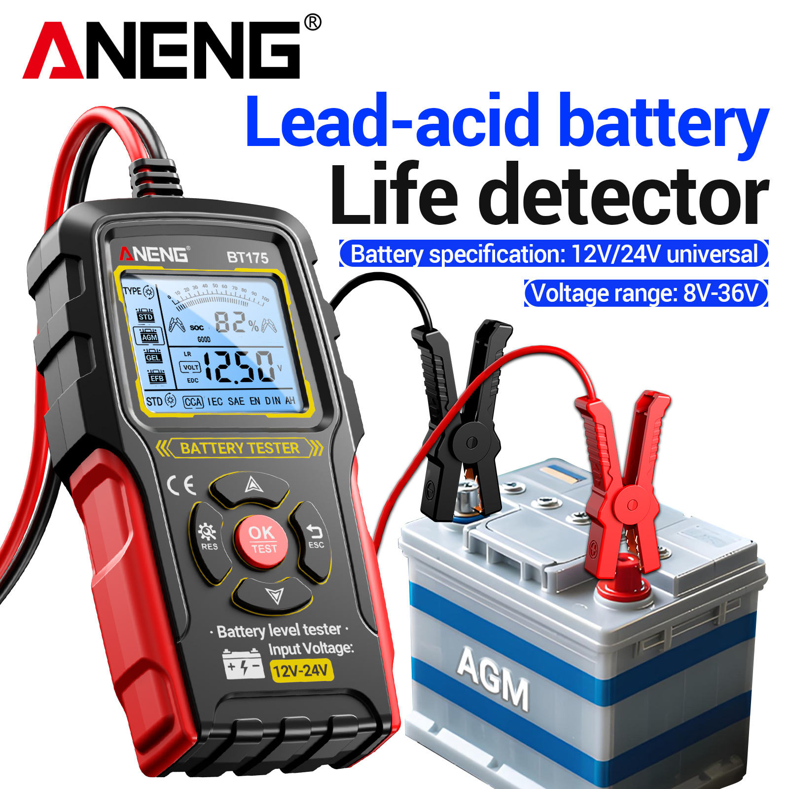ANENG Tester Aki Mobil Digital CCA Alternator Diagnostic 12V/24V - BT175 Gambar produk ANENG Tester Aki Mobil Digital CCA Alternator Diagnostic 12V/24V - BT175 - Utama