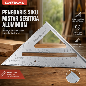 Taffware Penggaris Siku Mistar Segitiga Triangle Ruler Aluminium Alloy - VK18