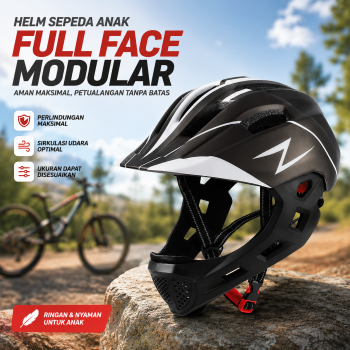 Gambar produk BIKEBOY Helm Sepeda Anak Full Face Modular LED MTB Skateboard - K24