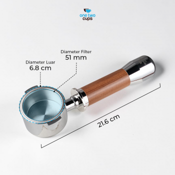 Gambar produk One Two Cups Portafilter Bottomless Naked Detachable Stainless 51mm - NP55 - 8