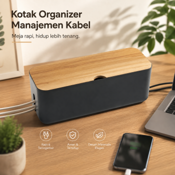 CARPRIE Kotak Organizer Manajemen Kabel Charger Kayu - FT-100
