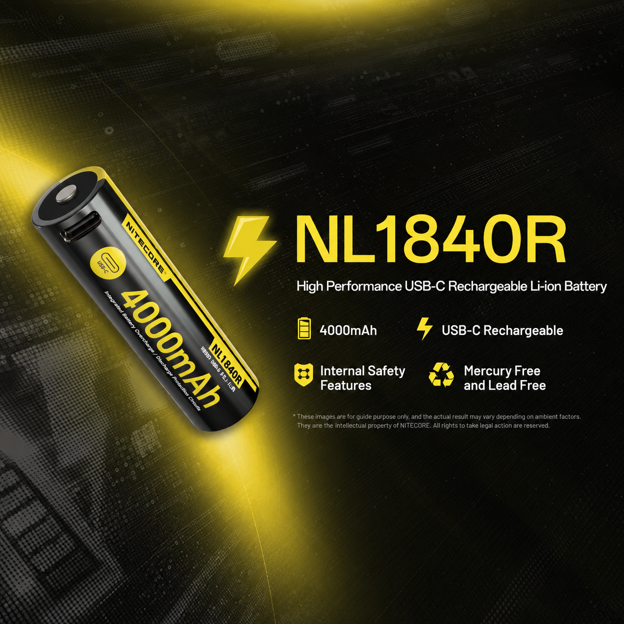Gambar produk NITECORE Baterai Isi Ulang 18650 Flat Top Li-Ion 4000mAh 3.6V 1 PCS - NL1840R - Utama