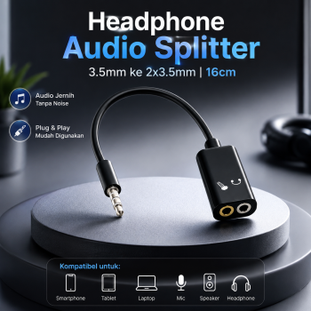Gambar produk Microphone Headphone Audio Splitter 3.5mm ke 2x3.5mm 16cm - FA297