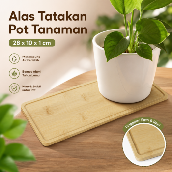 Alas Tatakan Pot Tanaman Succulent Flowerpot Bamboo Tray Rectangular - E28