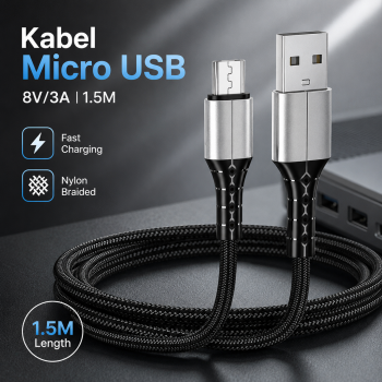 D8 Kabel Data Micro USB Multifungsi Fast Charging Braided 8V/3A 1.5M - DC004