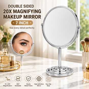 Cermin Make Up Double Sided 20X Magnifying Mirror Standing - HZJ-045