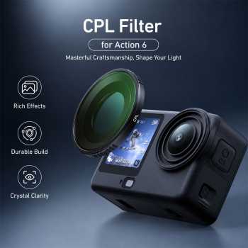 TELESIN Lens Camera Filter CPL for DJI Osmo Action 6 Threaded - S5-FLT-74-TDJ