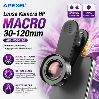 APEXEL Lensa Kamera HP Macro Lens 30-120mm with Universal Clip - APL-HD30120
