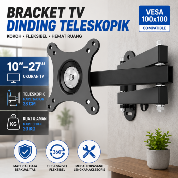ALROTA Bracket TV Dinding 360 Degree Rotate VESA 100x100 10-27 Inch - UNV01