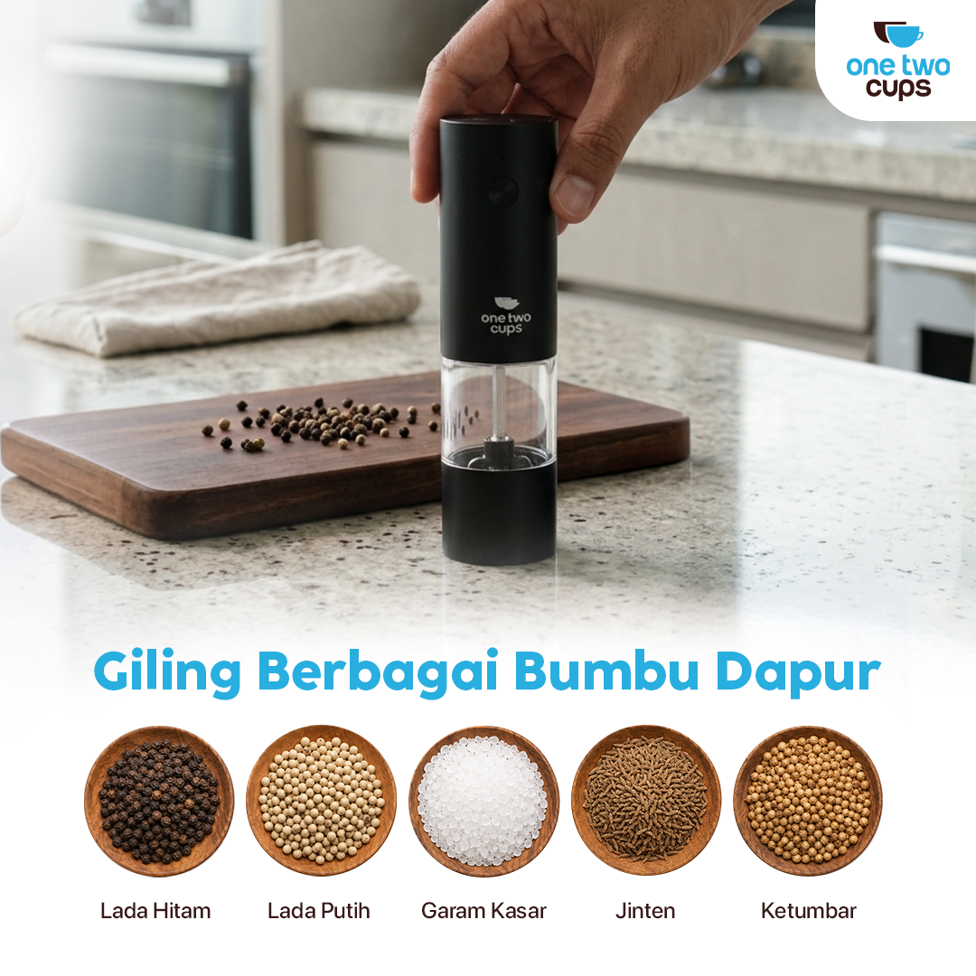 One Two Cups Alat Penggiling Biji Lada Elektrik Grinder 300mAh 70ml - EG-A Gambar produk One Two Cups Alat Penggiling Biji Lada Elektrik Grinder 300mAh 70ml - EG-A - 3