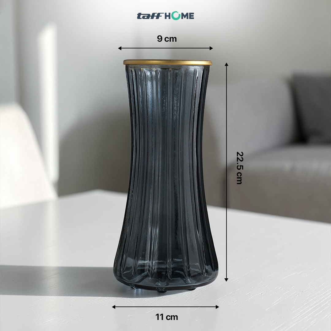 Gambar produk TaffHOME Vas Bunga Kaca Bening Estetik Vintage Glass Flower Vase - Y23 - 8