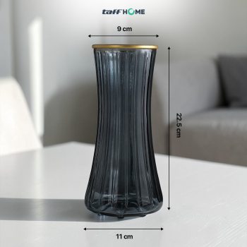 Gambar produk TaffHOME Vas Bunga Kaca Bening Estetik Vintage Glass Flower Vase - Y23 - 8