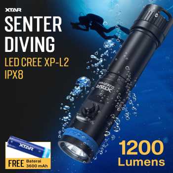 XTAR Senter Selam Diving Cree XP-L2 Waterproof IPX8 1200 Lumens - D20