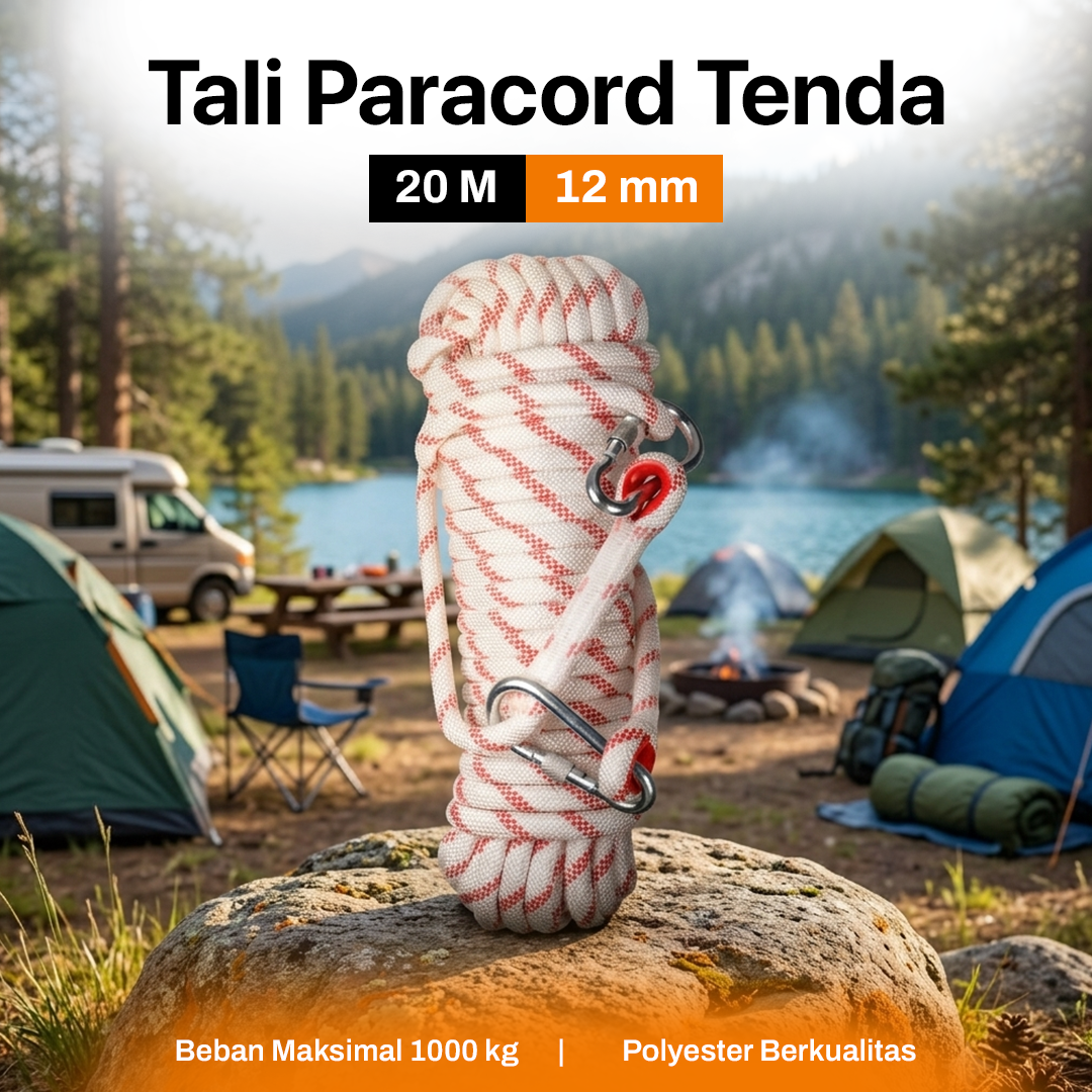 Gambar produk Tali Paracord Tenda Outdoor Rope Steel Buckle 12mm 20M - SC12 - Utama