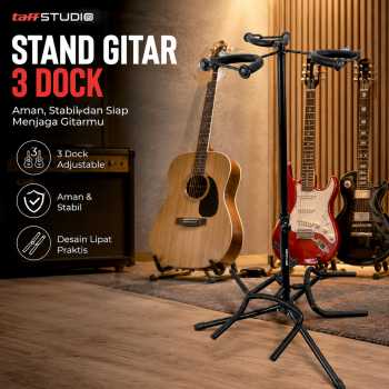 TaffSTUDIO Stand Gitar Folding 3 Dock Adjustable Besi - HG-20