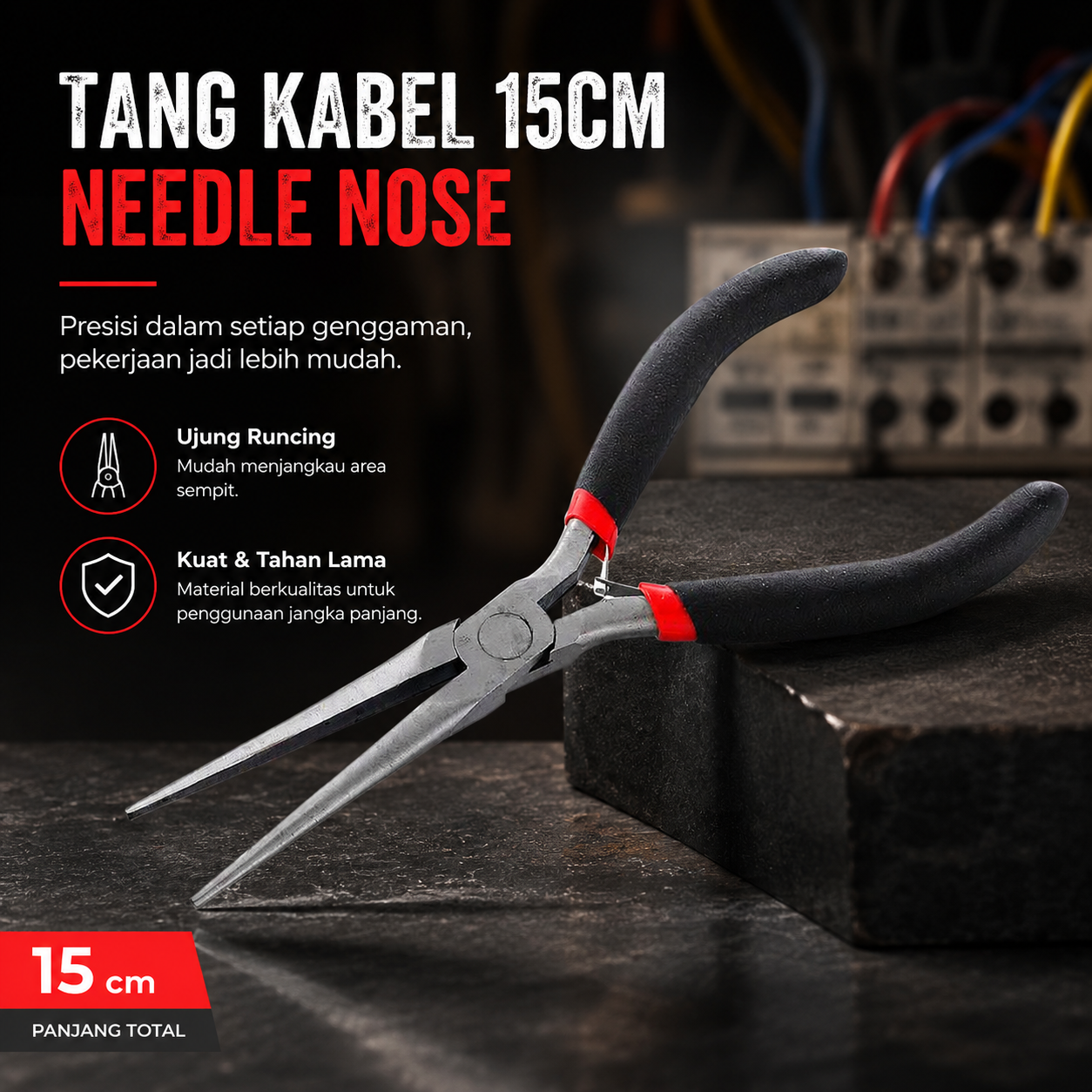 Urijk Tang Kabel Multifungsi Insulated Wire Cable Cutter Pliers 15cm Needle Nose - M2941 Gambar produk Urijk Tang Kabel Multifungsi Insulated Wire Cable Cutter Pliers 15cm Needle Nose - M2941 - Utama