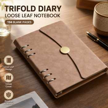 Jouc Buku Jurnal Loose Leaf Notebook Trifold Diary 194 Halaman Blank - JQY-B288