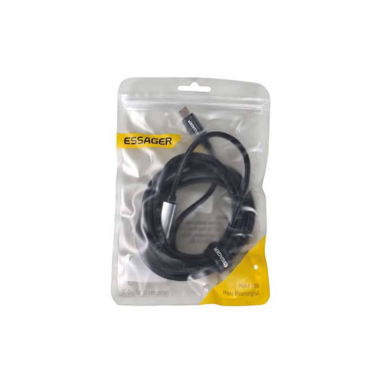 Gambar produk ESSAGER Kabel Charger USB Type C to Type C Fast Charging PD3.1 5A 240W gray - EXCTT3-HC0G-P - Kemasan
