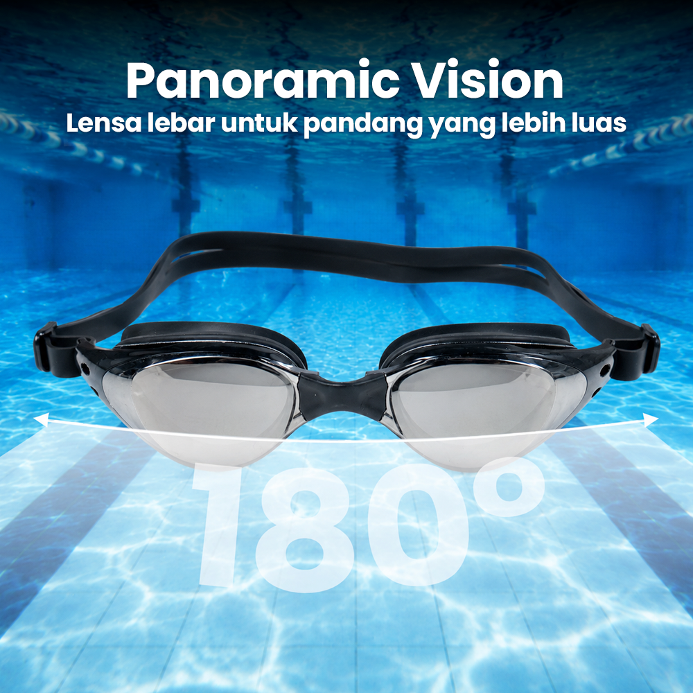 Gambar produk RUIHE Kacamata Renang Mirrored Anti Fog UV Protection Silikon - RH6100 - 3