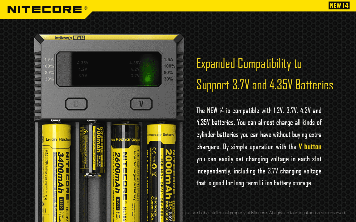 Gambar produk Nitecore Intellicharger Universal Battery Charger 4 Slot for Li-ion - NEW i4 - 4