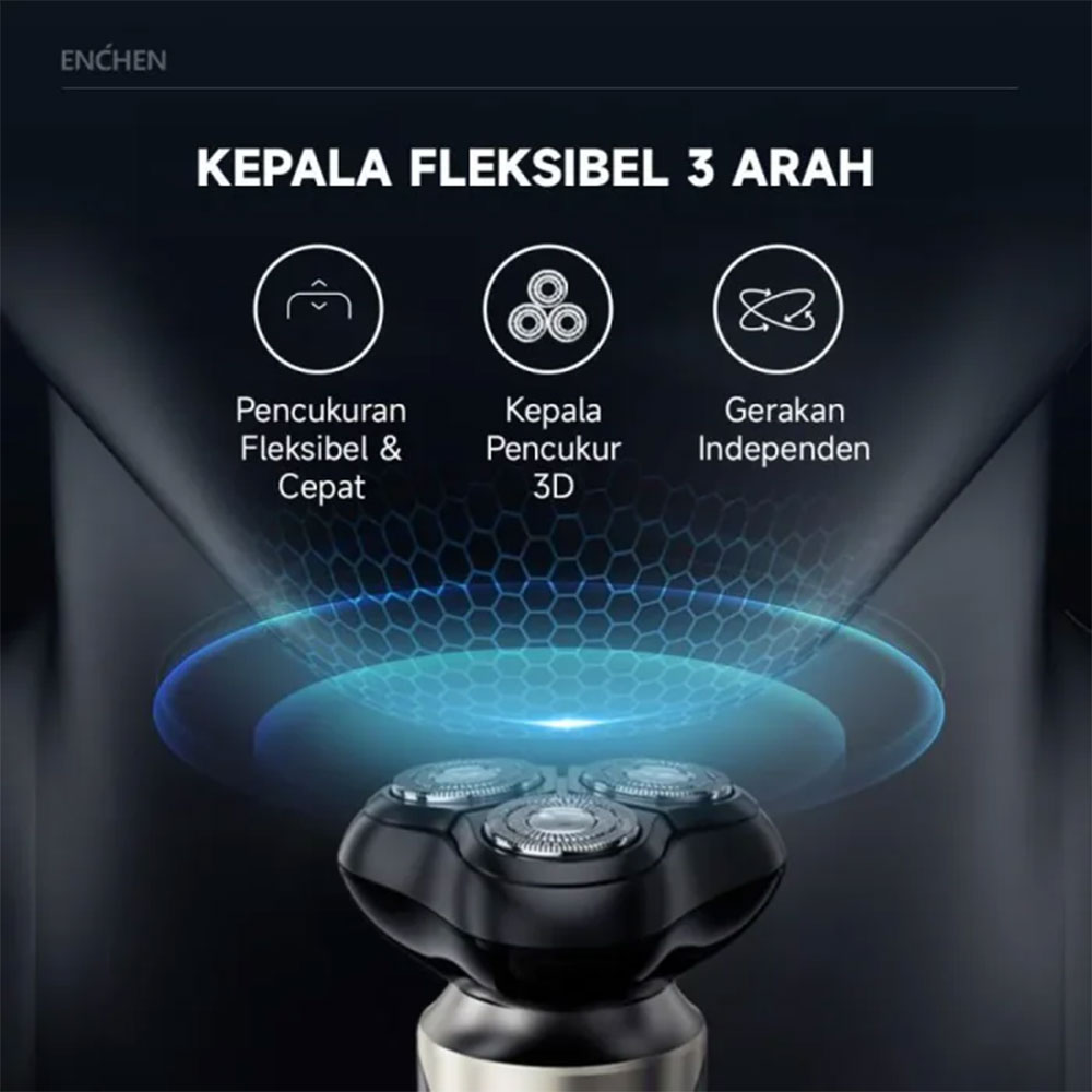 ENCHEN Alat Cukur Elektrik 3D Magnetic Electric Shaver 5W 500mAh - Blackstone 8 Gambar produk ENCHEN Alat Cukur Elektrik 3D Magnetic Electric Shaver 5W 500mAh - Blackstone 8 - 4
