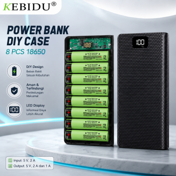 Gambar produk KEBIDU Power Bank DIY Case Digital Display Dual USB Port 8 PCS 18650 - C18