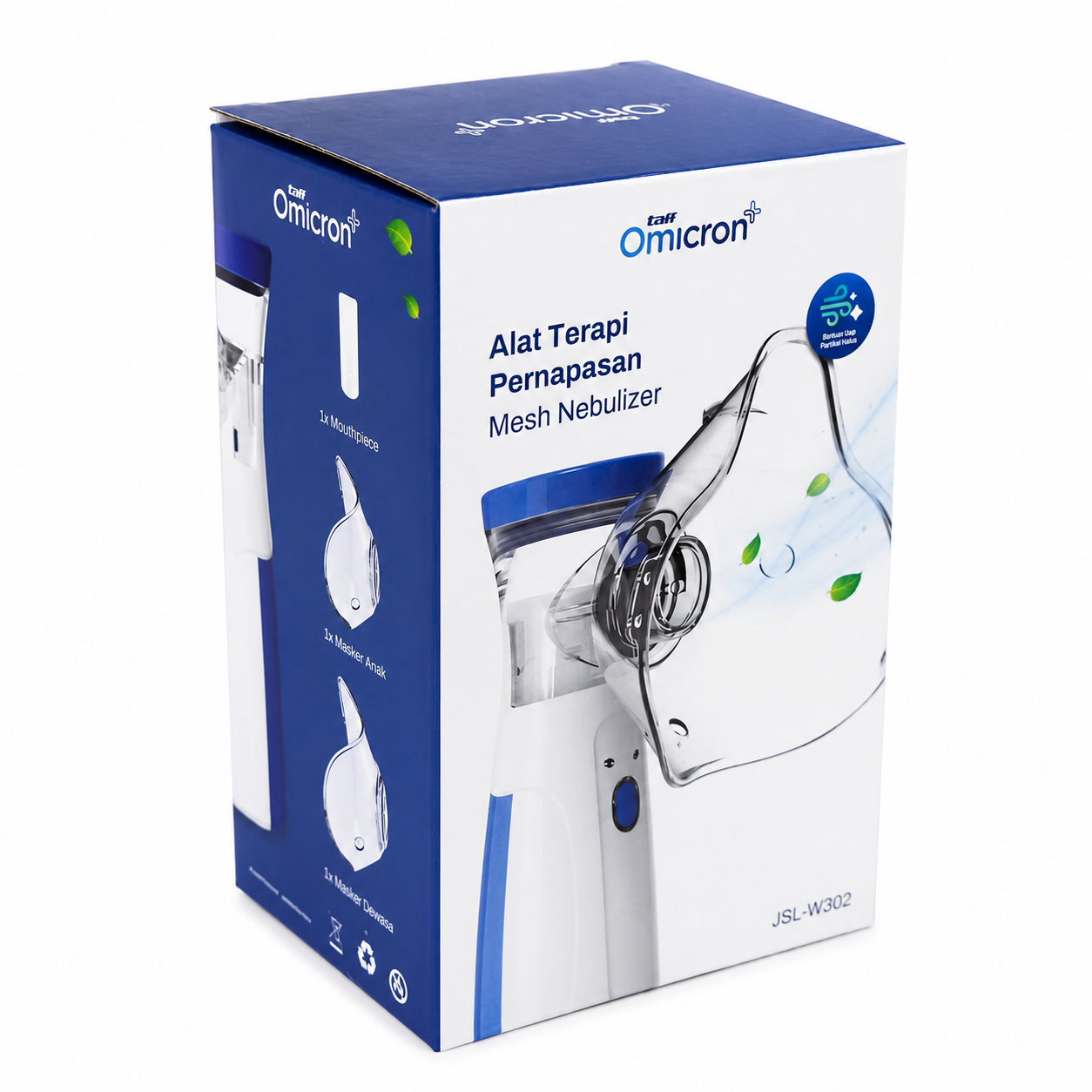 Gambar produk TaffOmicron Alat Terapi Pernapasan Mesh Nebulizer Inhaler Atomizer Baterai Rechargeable - JSL-W302 - Kemasan