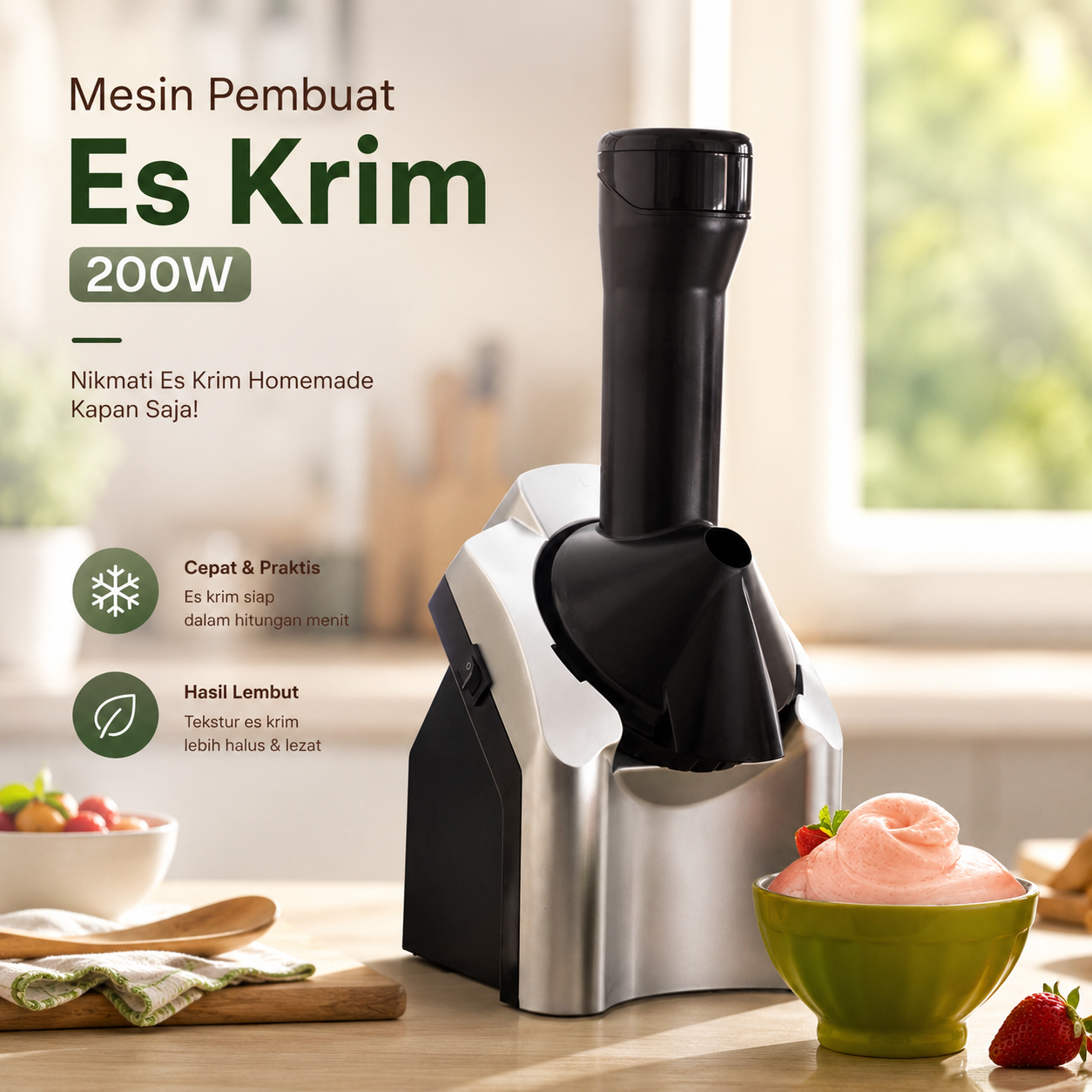 Gambar produk XProject Mesin Pembuat Es Krim Ice Cream Maker Machine 200W - JG-10 - Utama