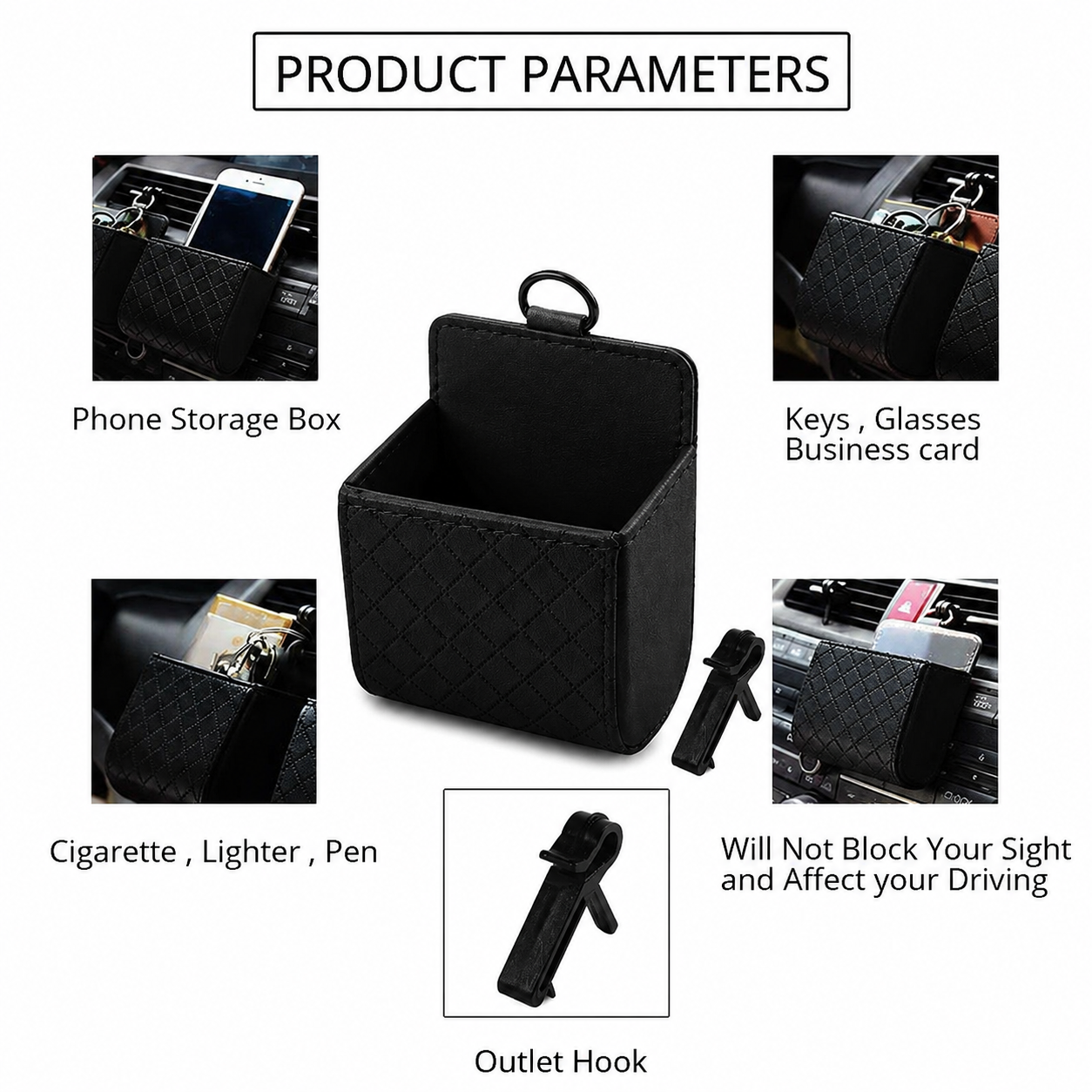 SEAMETAL Car Seat Organizer Mobil Air Vent AC Kulit PU - C37465 Gambar produk SEAMETAL Car Seat Organizer Mobil Air Vent AC Kulit PU - C37465 - 2