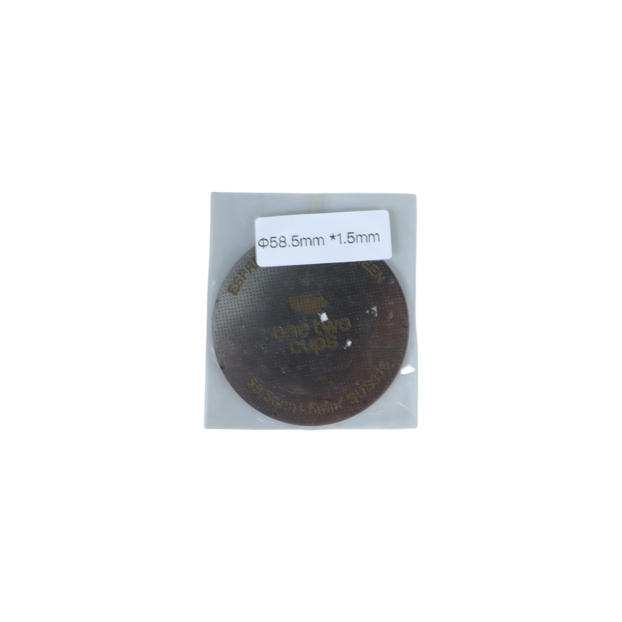 Gambar produk One Two Cups Puck Screen Portafilter Espresso Double Layer 150 Micron 58.5mm - SUS316 - Kemasan