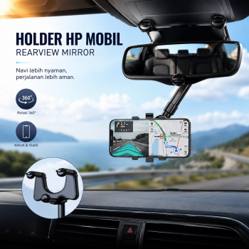 Dawndesslo Holder HP Mobil Adjustable Rearview Mirror Car Phone Holder - ZJ099