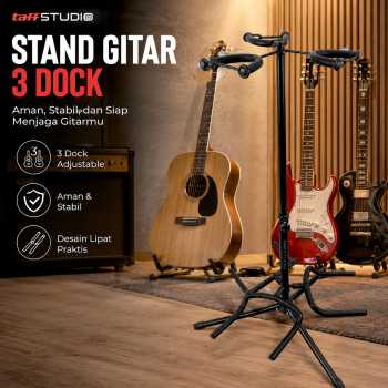 TaffSTUDIO Stand Gitar Folding 3 Dock Adjustable Besi - HG-20