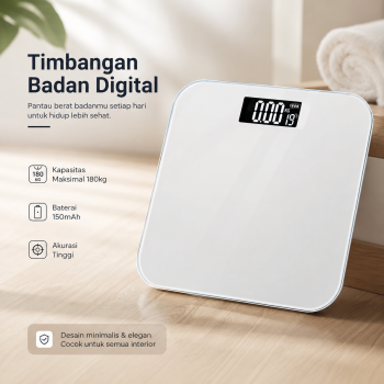 LIFEHOOD Timbangan Badan Digital Scale Rechargeable 180kg - A56I