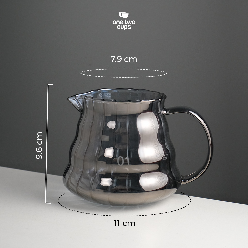 One Two Cups Teko Kopi Coffee Server V60 Drip Pour Over Kaca 360ml - XGS-36/60 Gambar produk One Two Cups Teko Kopi Coffee Server V60 Drip Pour Over Kaca 360ml - XGS-36/60 - 8
