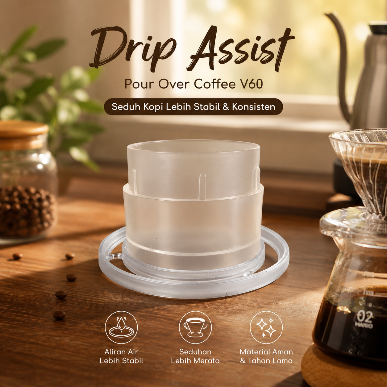 CAFEMASY Drip Assist Pour Over Coffee Dripper Shower Screen V60 - WS-10 Gambar produk CAFEMASY Drip Assist Pour Over Coffee Dripper Shower Screen V60 - WS-10 - Utama