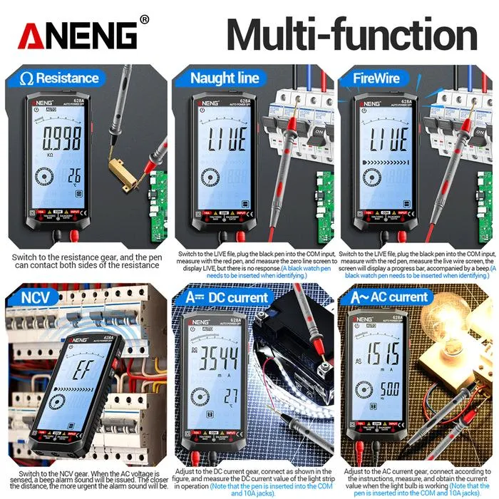ANENG Digital Multimeter Tester Rechargeable Large Screen 6000 Counts - 628A Gambar produk ANENG Digital Multimeter Tester Rechargeable Large Screen 6000 Counts - 628A - 4