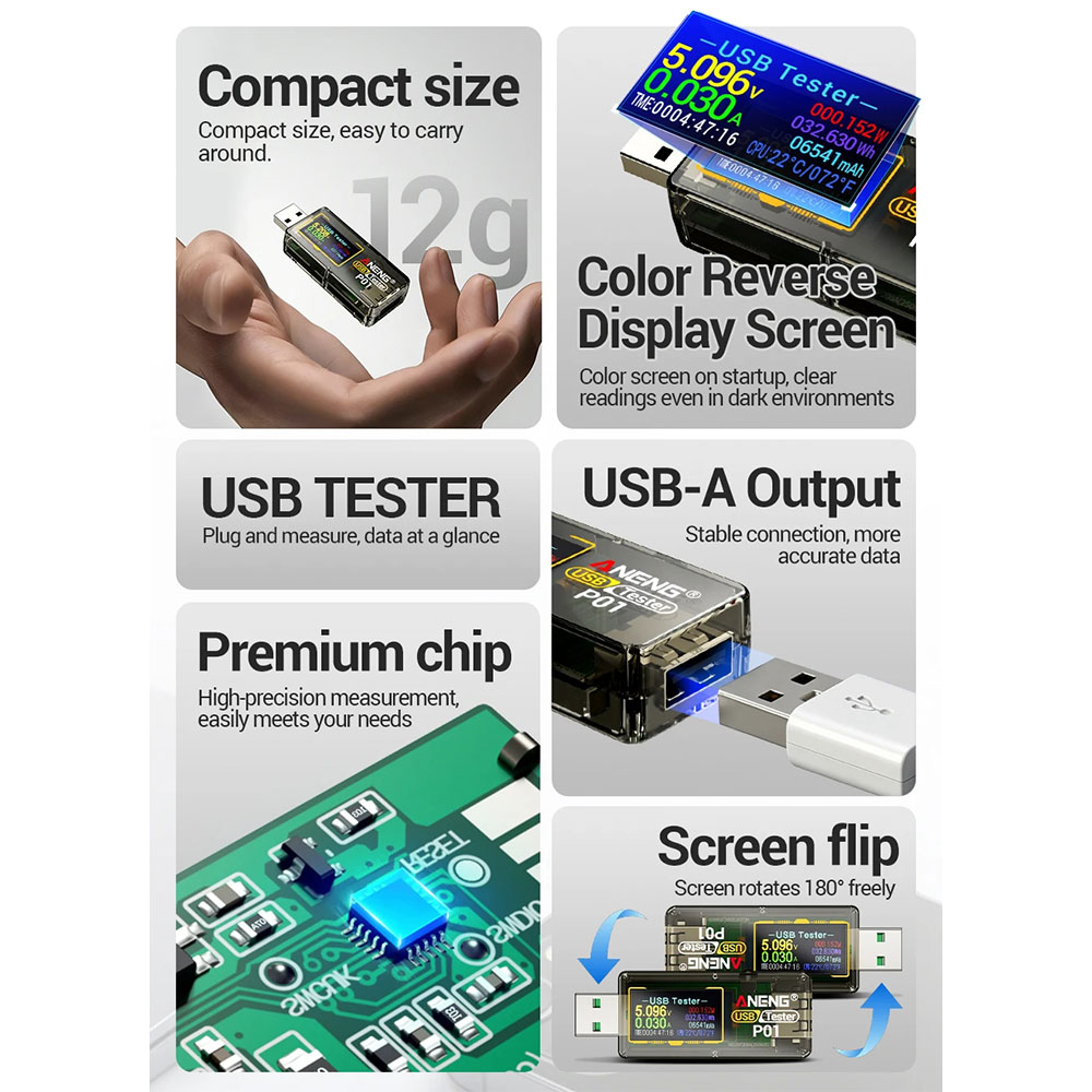 ANENG USB Tester Power Capacity Voltage Alert Detector 4-30V - P01 Gambar produk ANENG USB Tester Power Capacity Voltage Alert Detector 4-30V - P01 - 4
