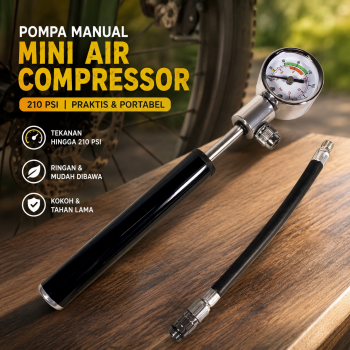 Gambar produk TaffSPORT Pompa Manual Ban Sepeda Mini Air Compressor 210 PSI - PP03