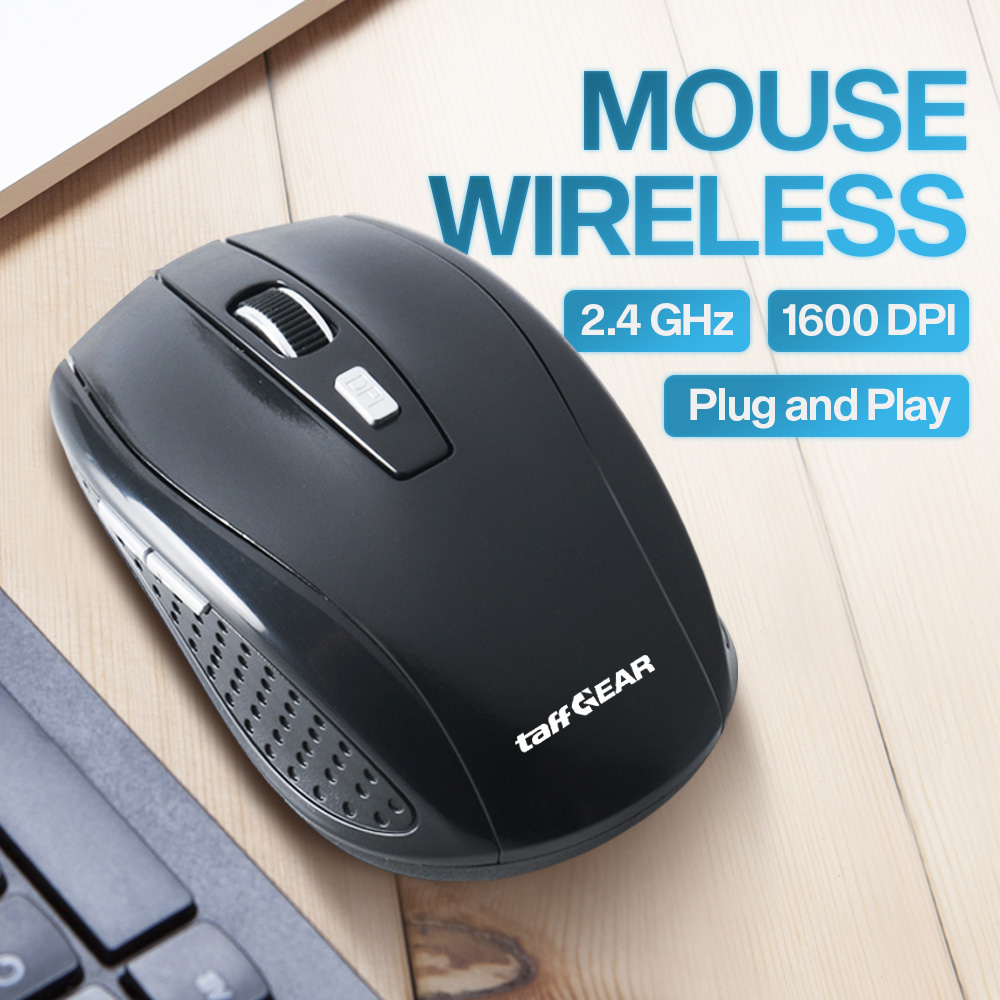Gambar produk TaffGEAR Mouse Wireless Optical 2.4GHz Ergonomis Portable 6Key 1600DPI - AA-01 - Utama