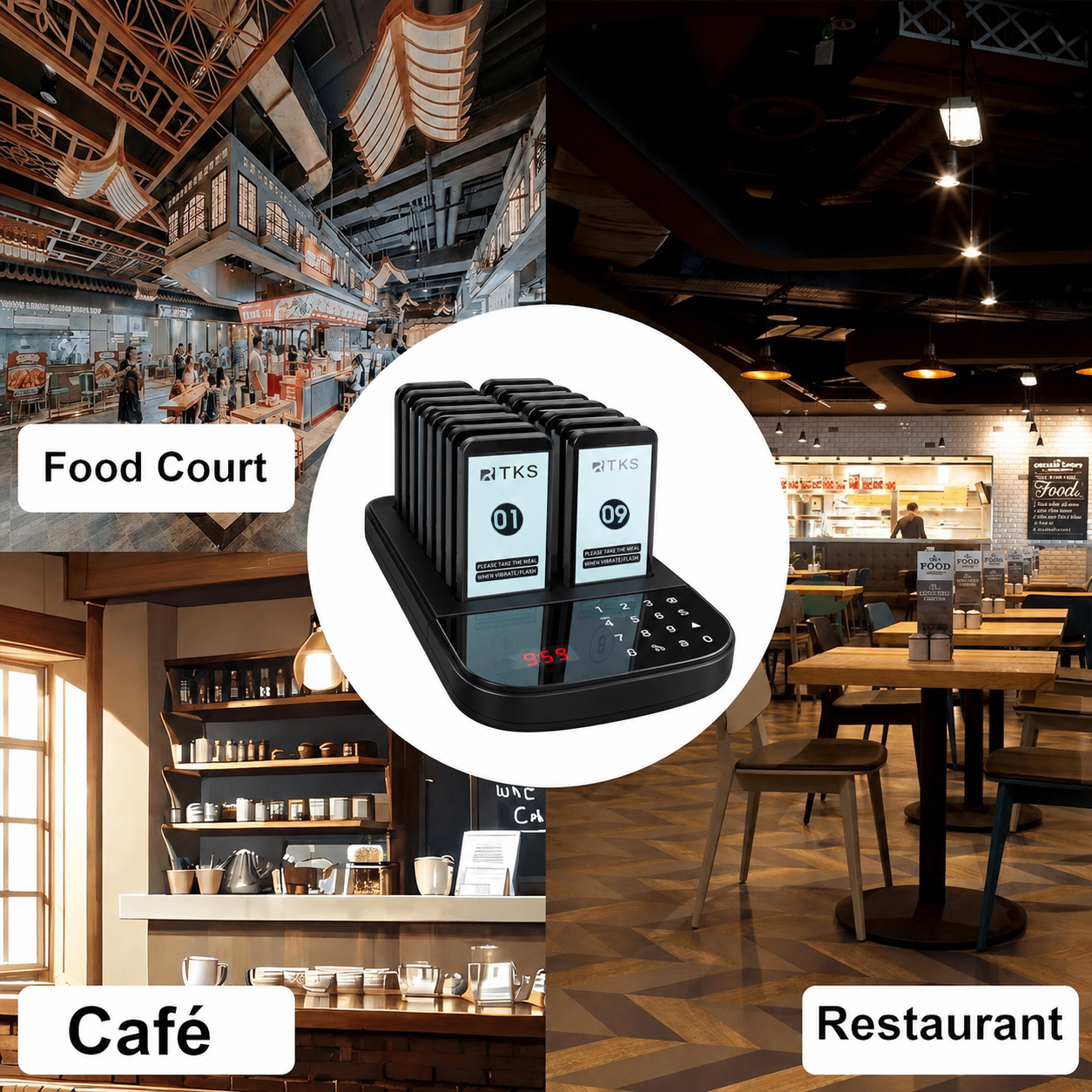 RTKS Wireless Calling System Restaurant Mesin Antrian 20 Pager - QC200 Gambar produk RTKS Wireless Calling System Restaurant Mesin Antrian 20 Pager - QC200 - 7