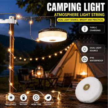 PDQ Lampu Outdoor Emergency LED String 2in1 Solar Panel 7.4W 2000mAh - YD2326