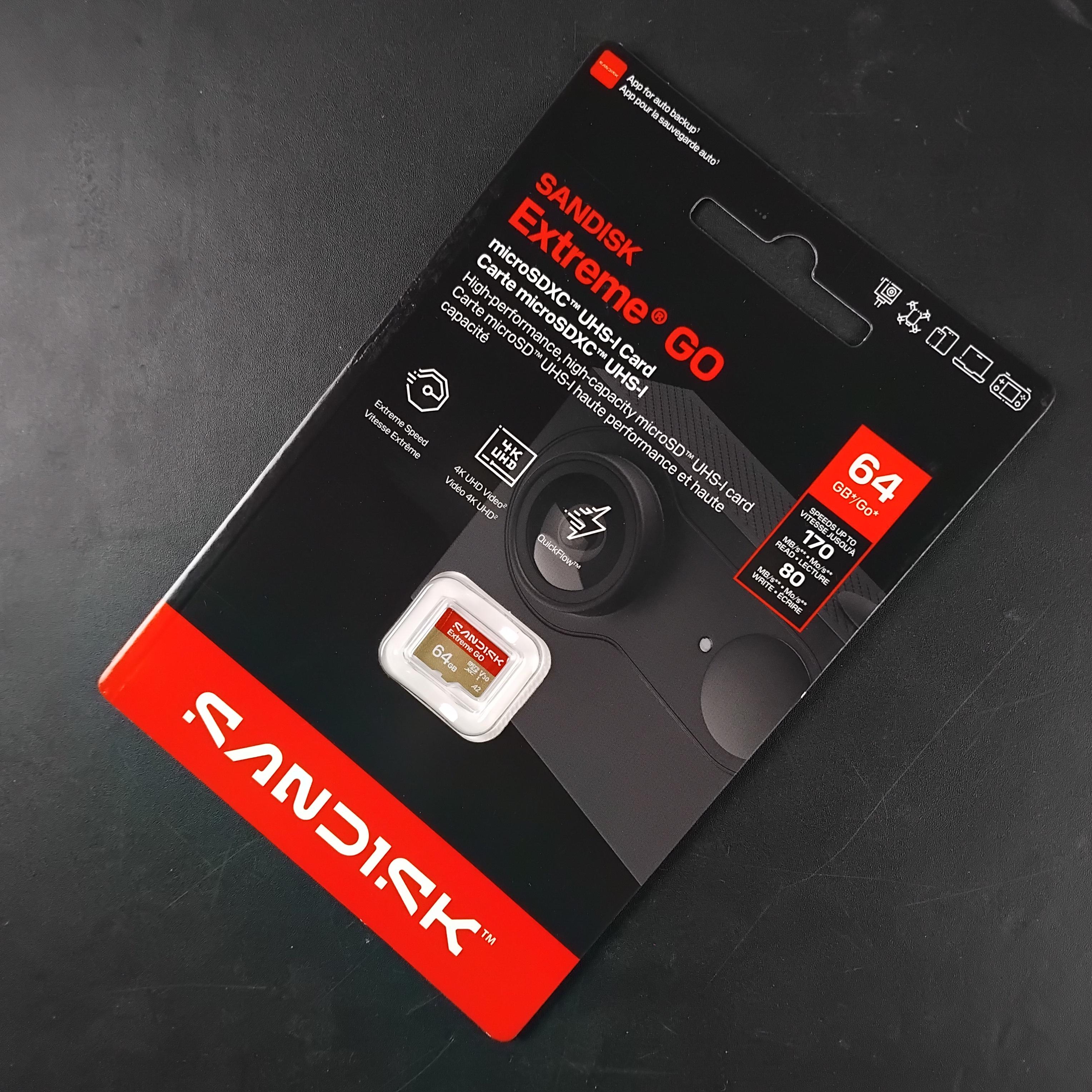 SanDisk Extreme GO microSDXC UHS-I A2 U3 V30 64GB - SDSQXGN Gambar produk SanDisk Extreme GO microSDXC UHS-I A2 U3 V30 64GB - SDSQXGN - 1