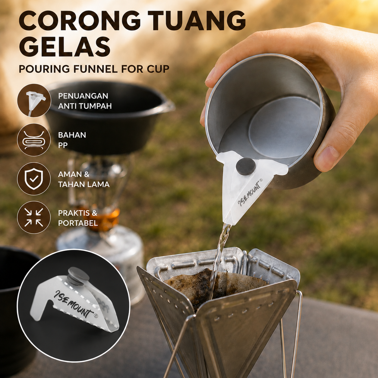 Gambar produk JSE Mount Corong Tuang Gelas Pouring Spout Clip V60 Pour Over 5 PCS - PS-10 - Utama