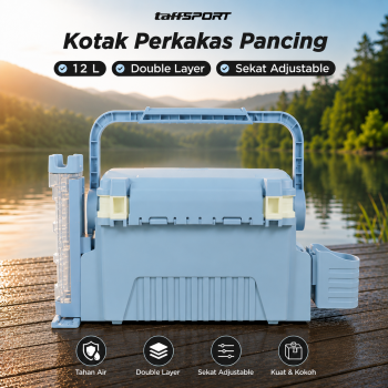 TaffSPORT Kotak Perkakas Pancing Fishing Tackle Box with Rod Holder - JF-30