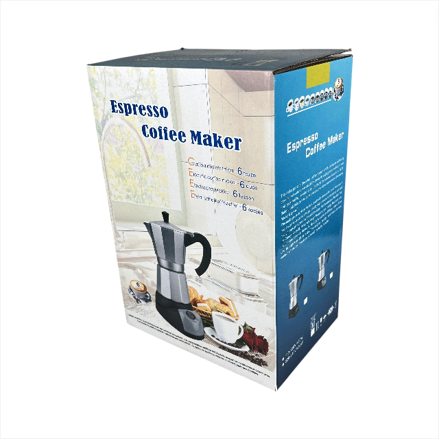 One Two Cups Moka Pot Elektrik Espresso Coffee Maker 480W 6 Cup 300ml - S06 Gambar produk One Two Cups Moka Pot Elektrik Espresso Coffee Maker 480W 6 Cup 300ml - S06 - Kemasan