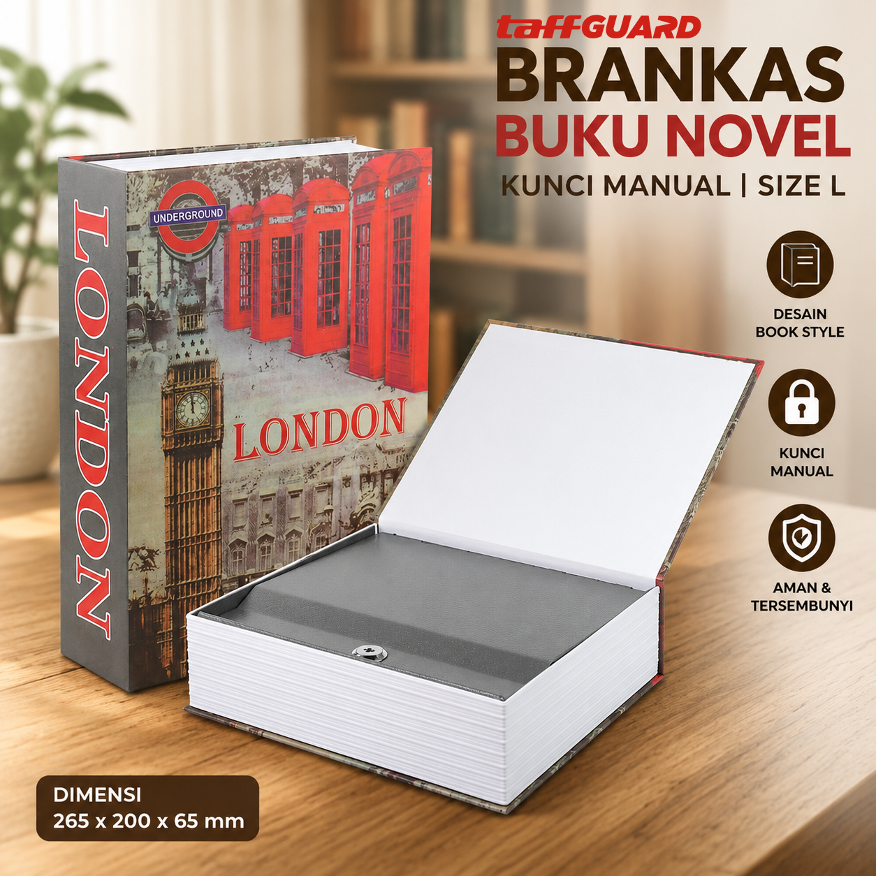 TaffGUARD Brankas Buku Novel Kunci Manual Hidden Safe Box Size L London - KB-20L Gambar produk TaffGUARD Brankas Buku Novel Kunci Manual Hidden Safe Box Size L London - KB-20L - Utama